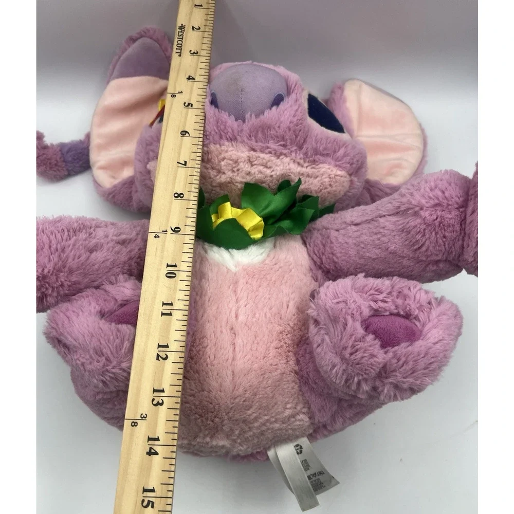 Disney Angel Stitch Plush Pink Stuffed Animal Flower Lei Lilo & Stitch Toy